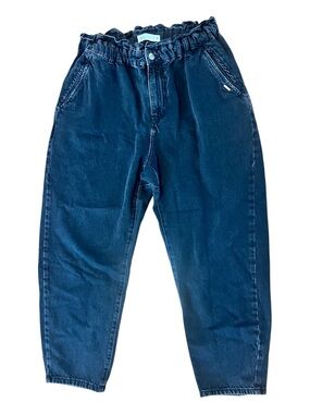 Zara Black Barrel Pleated Jeans Sz 10